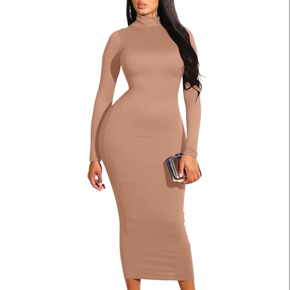 Sexy Bodycon Dress Turtleneck Long Sleeve Size Medium - Picture 1 of 5